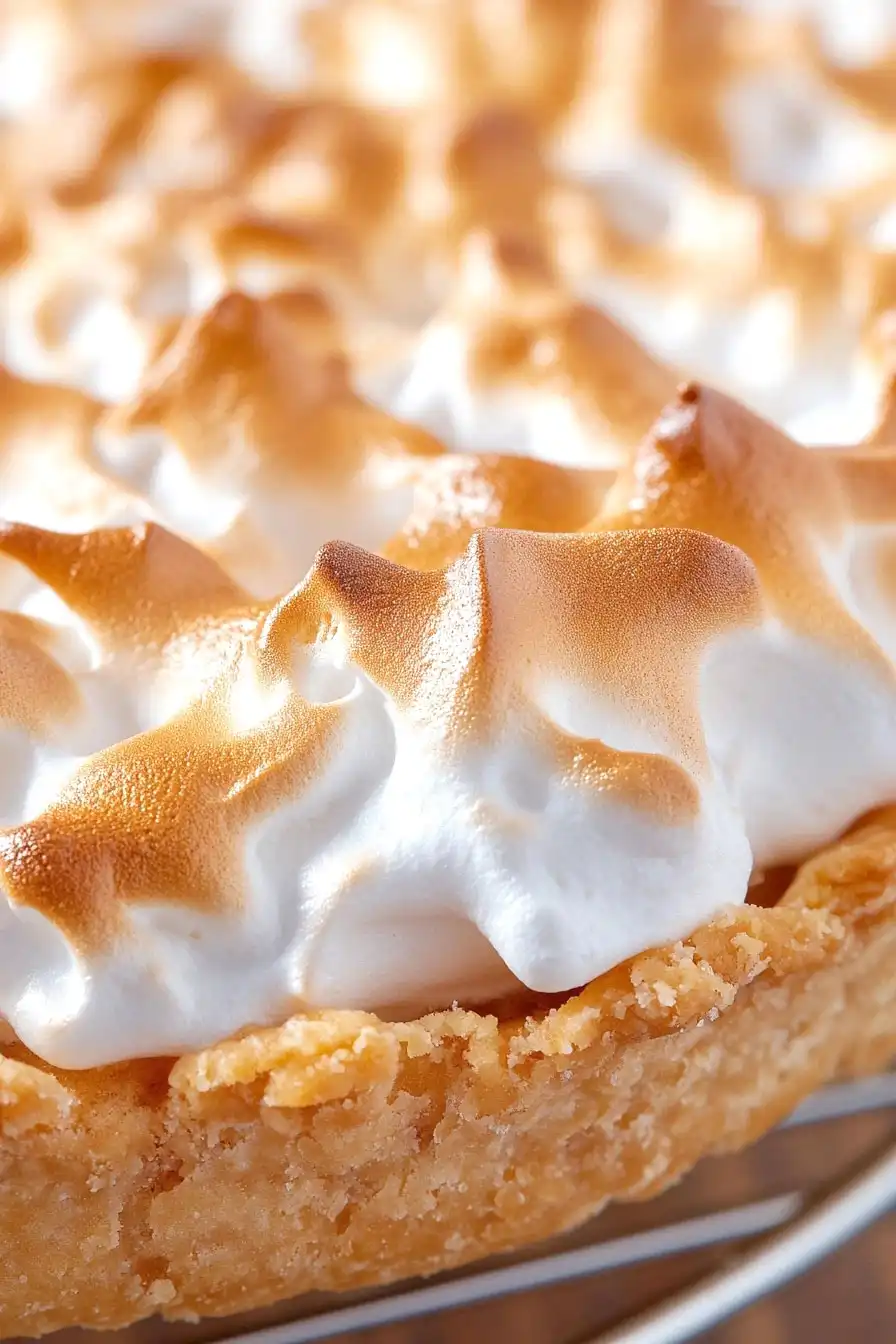 Quick Rhubarb Custard Pie with Meringue