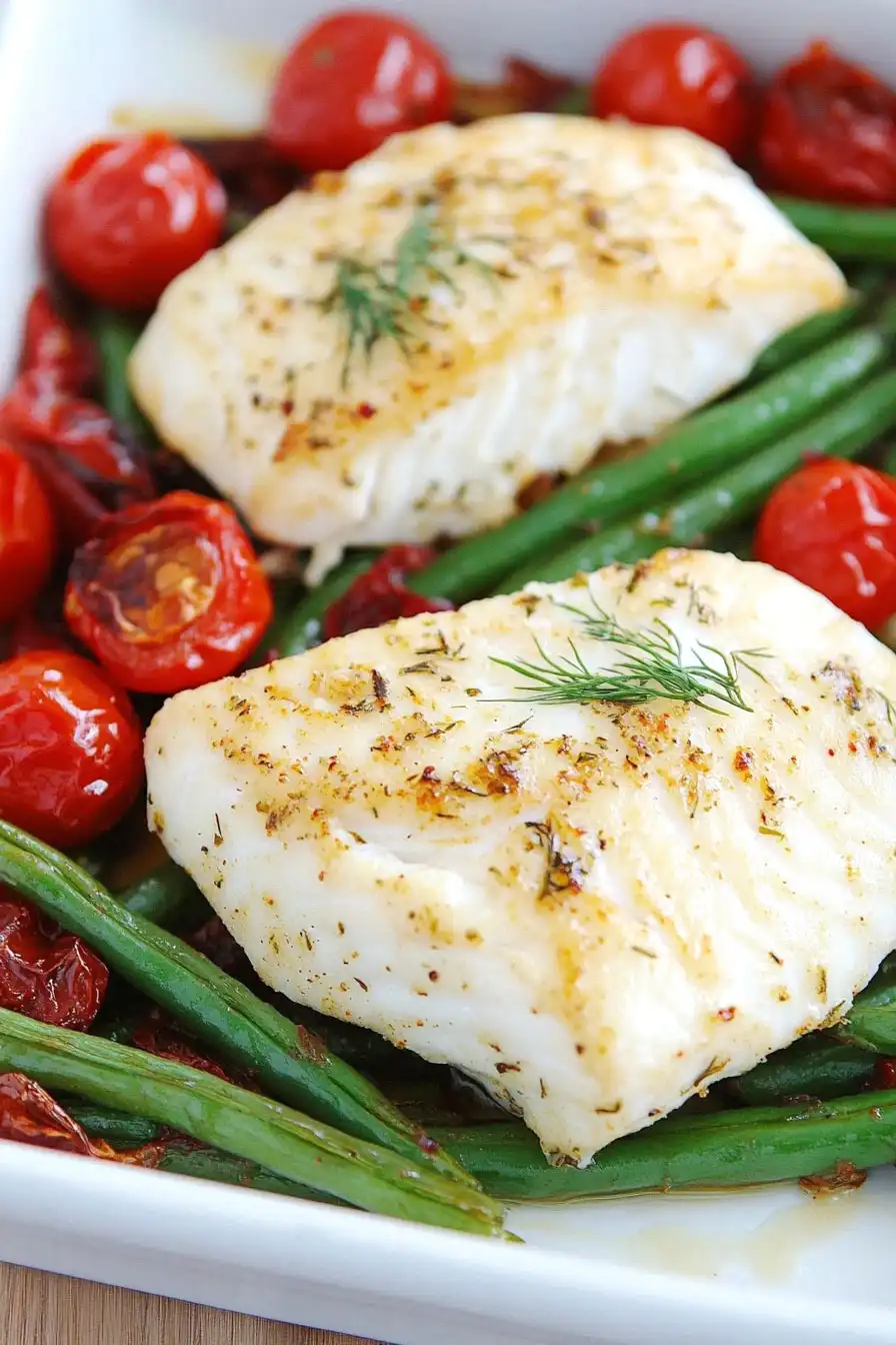 Juicy Baked Halibut with Vegetables