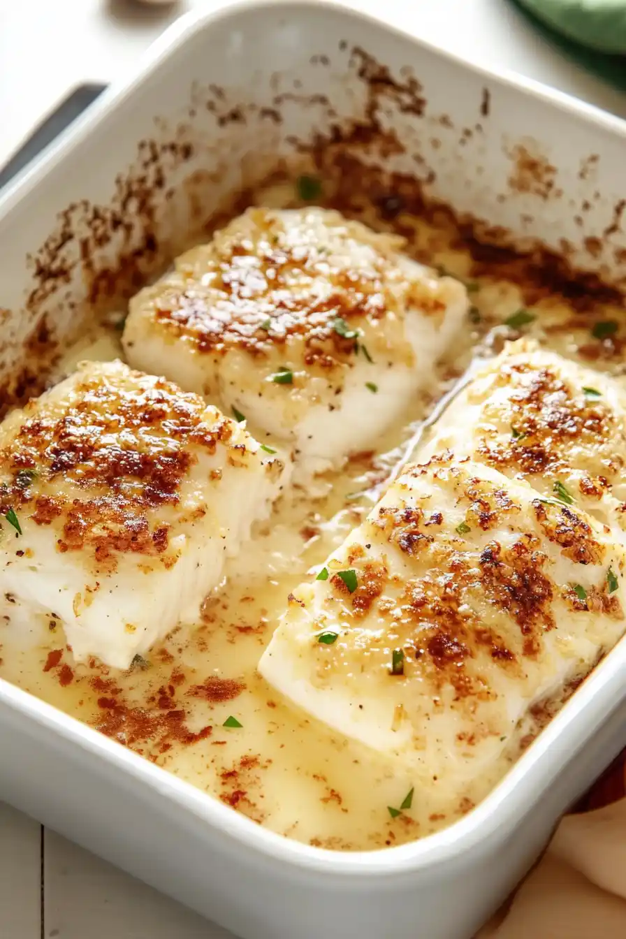 Juicy Garlic Parmesan Baked Halibut