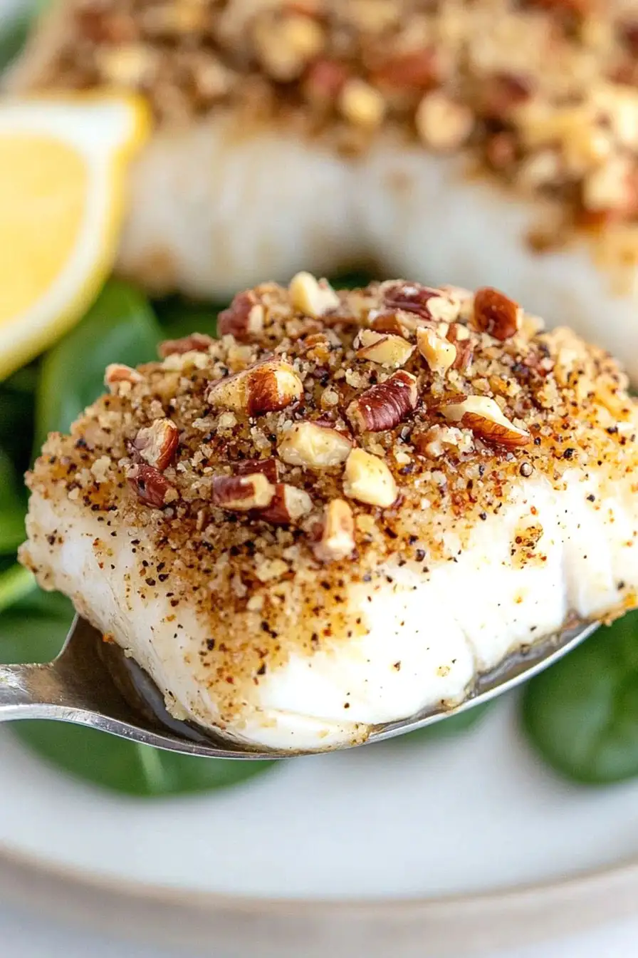 Juicy Pecan Crusted Halibut