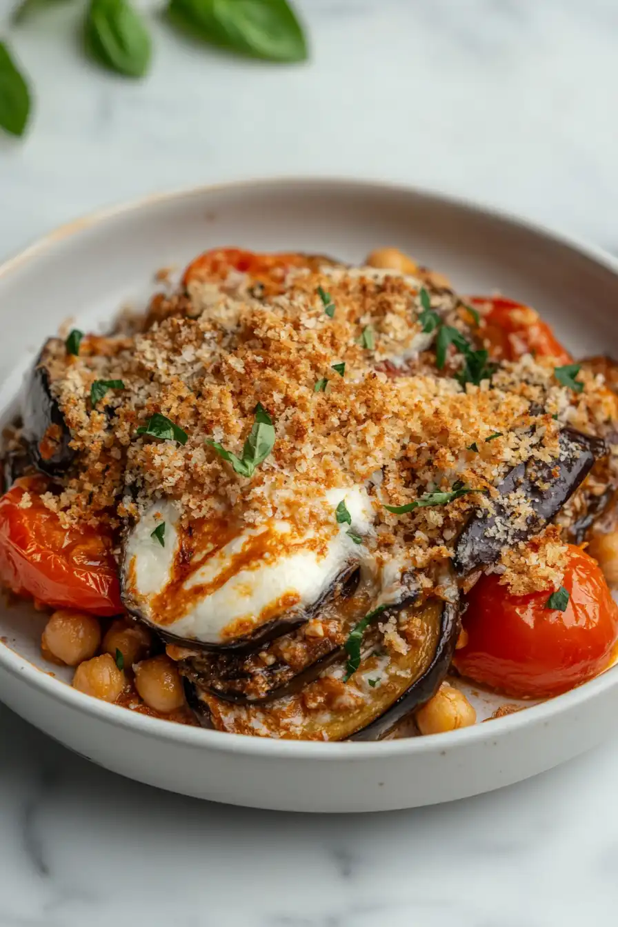 Savory Eggplant Parmesan Chickpeas
