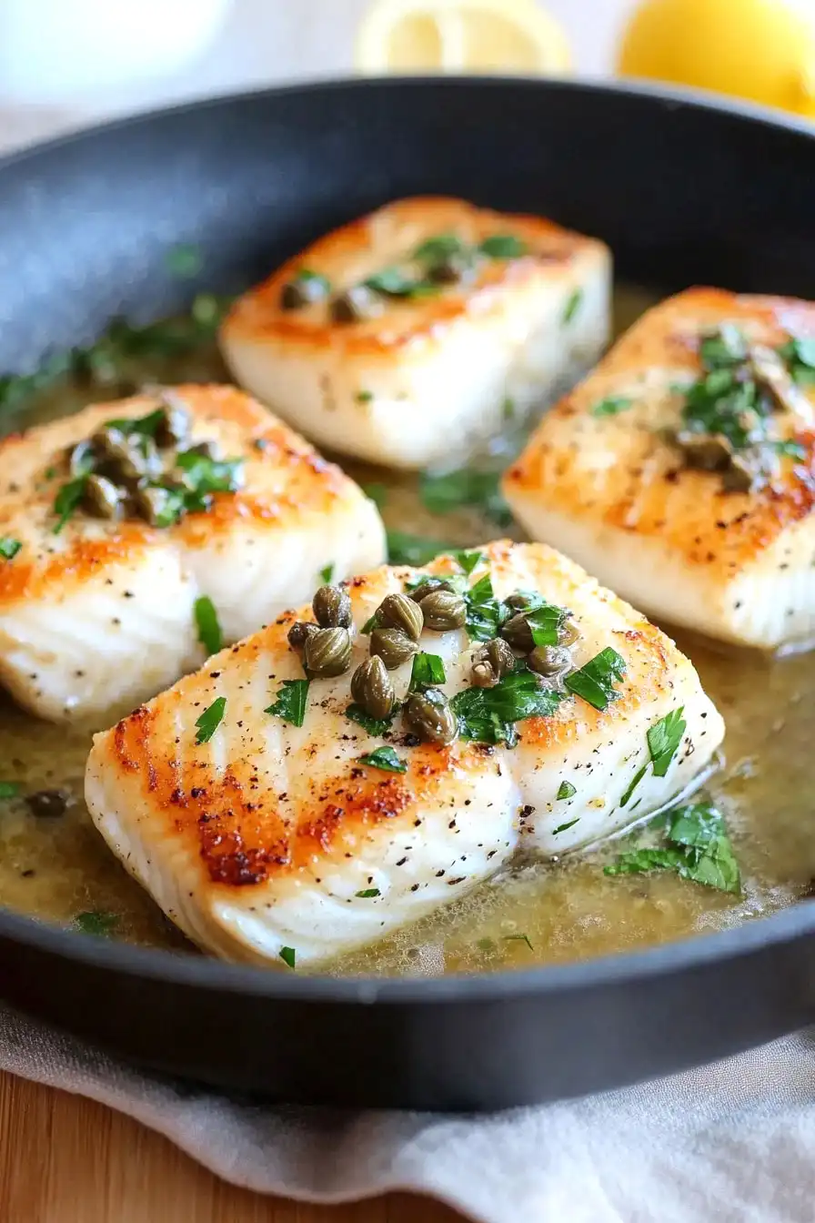 Healthy Halibut Piccata
