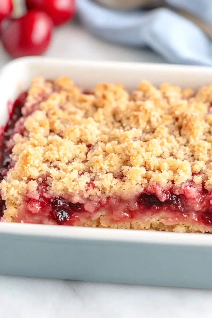 Juicy Cherry Crumble Bars with Cake Mix