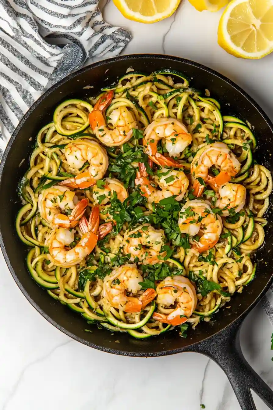 15-Minute Lemon Garlic Butter Shrimp with Zucchini Noodles