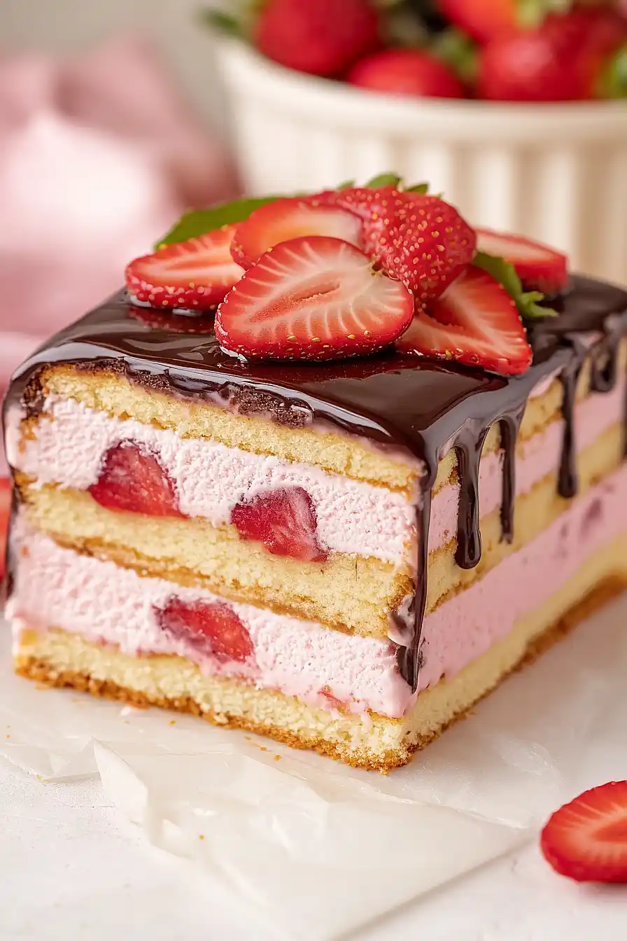 strawberry ice cream cake