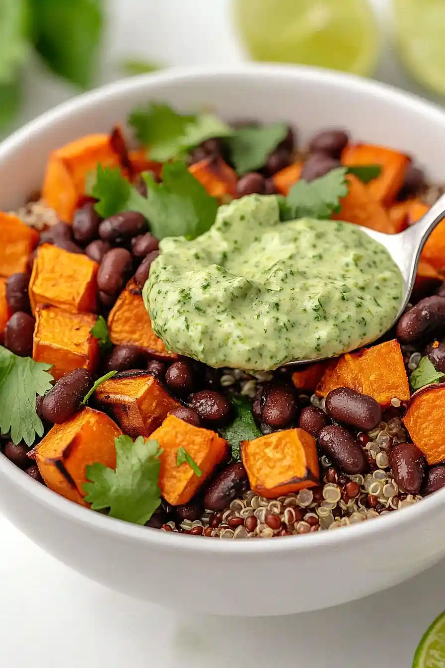 sweet potato and black bean quinoa bowl