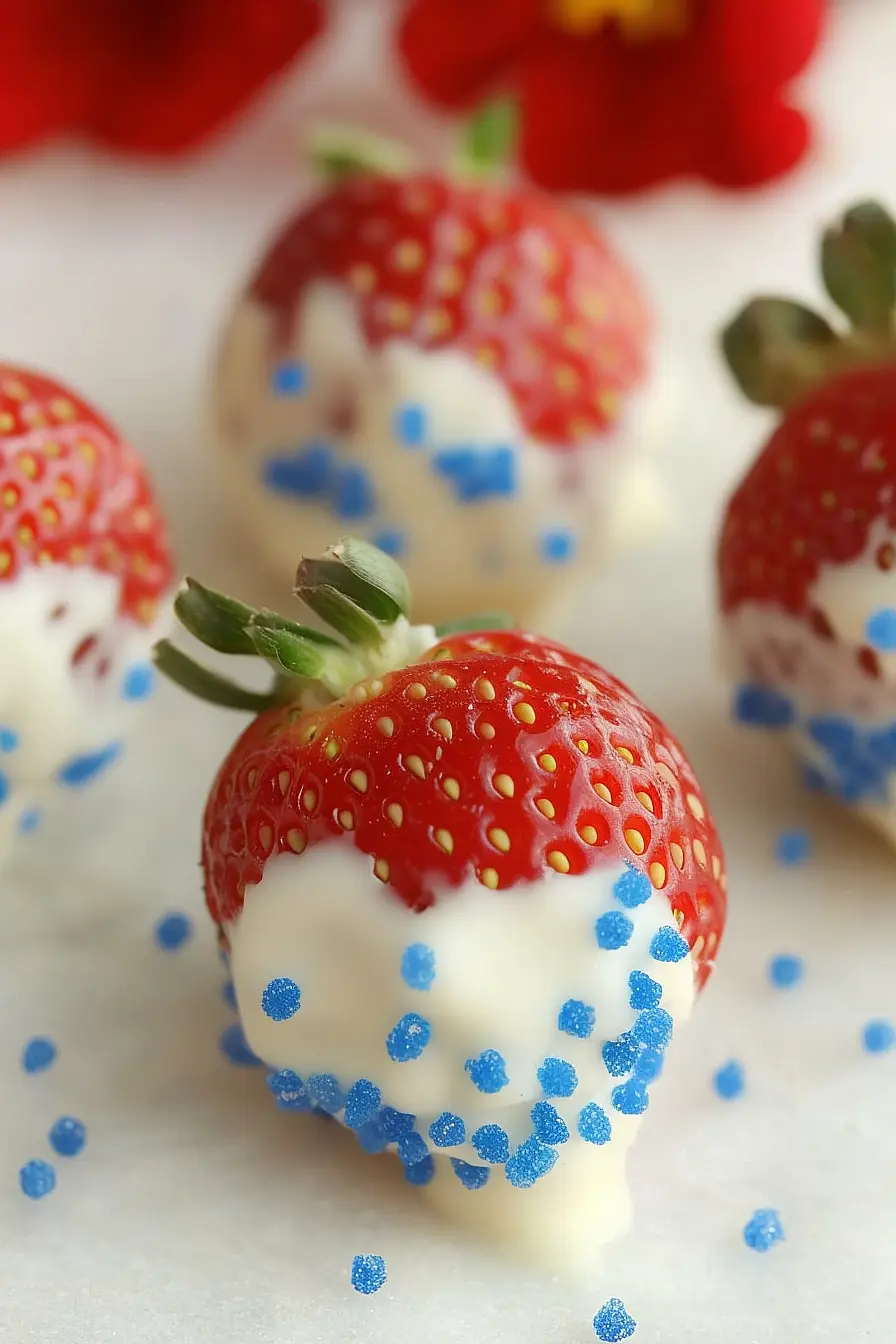 Red, white, and blue strawberries