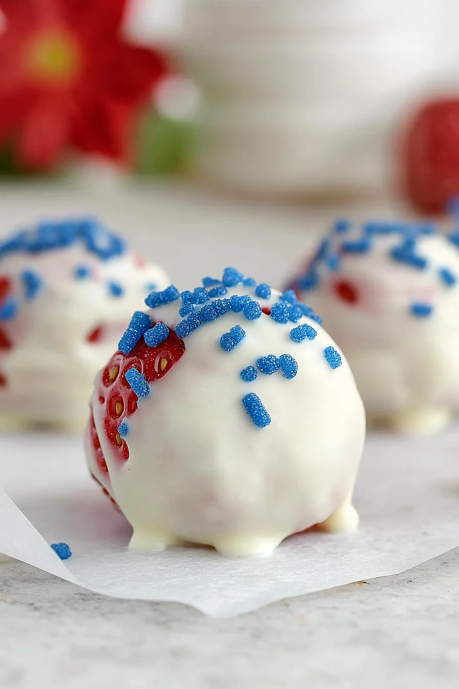 Red, white, and blue strawberries