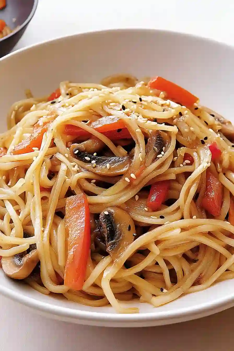 vegetable rice noodle stir fry