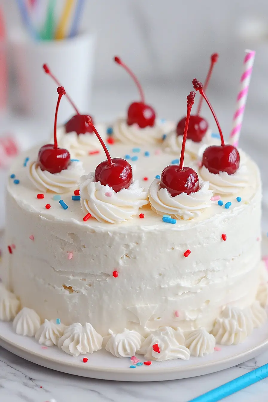 Red, white, and blue layer cake