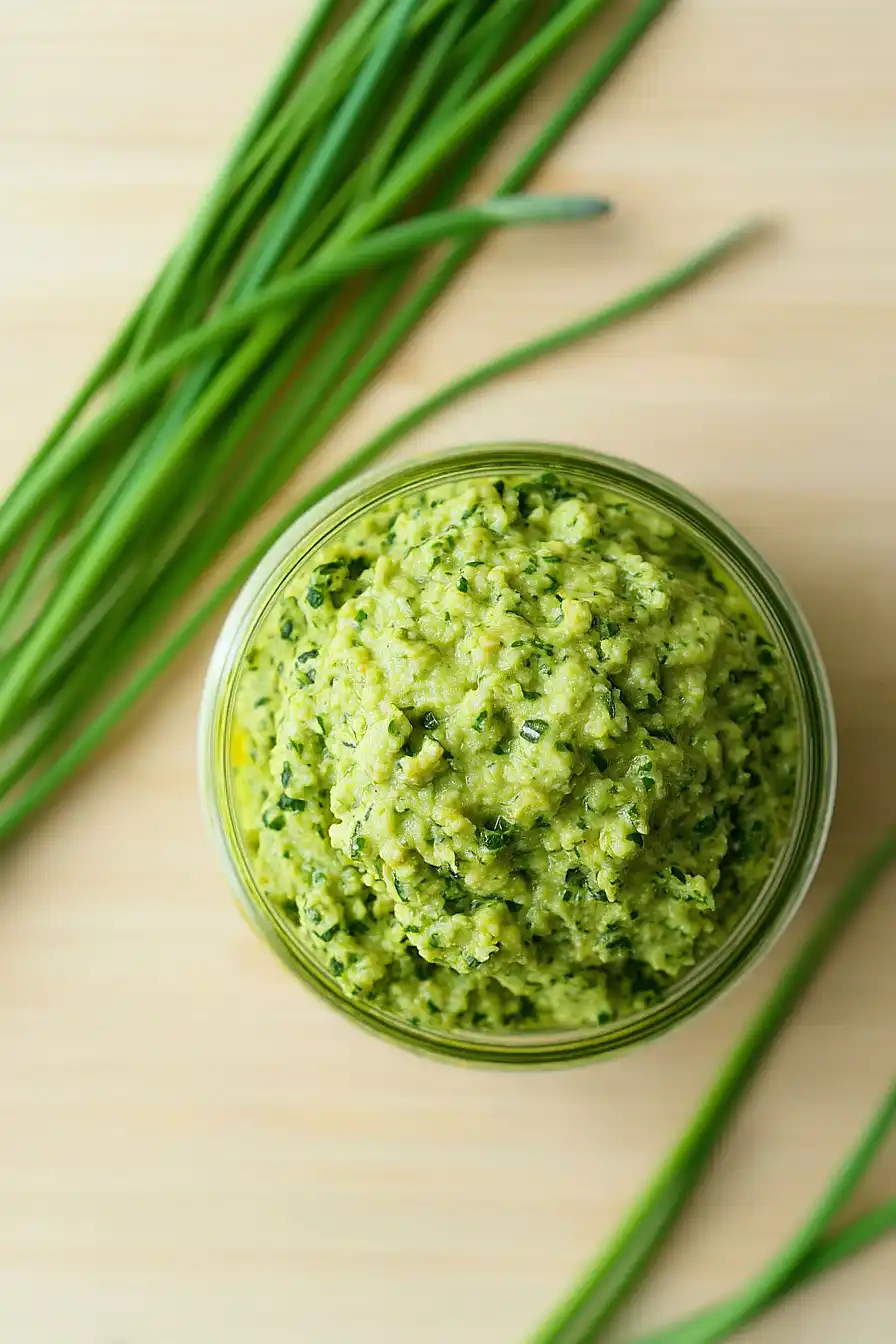 vegan garlic scapes pesto