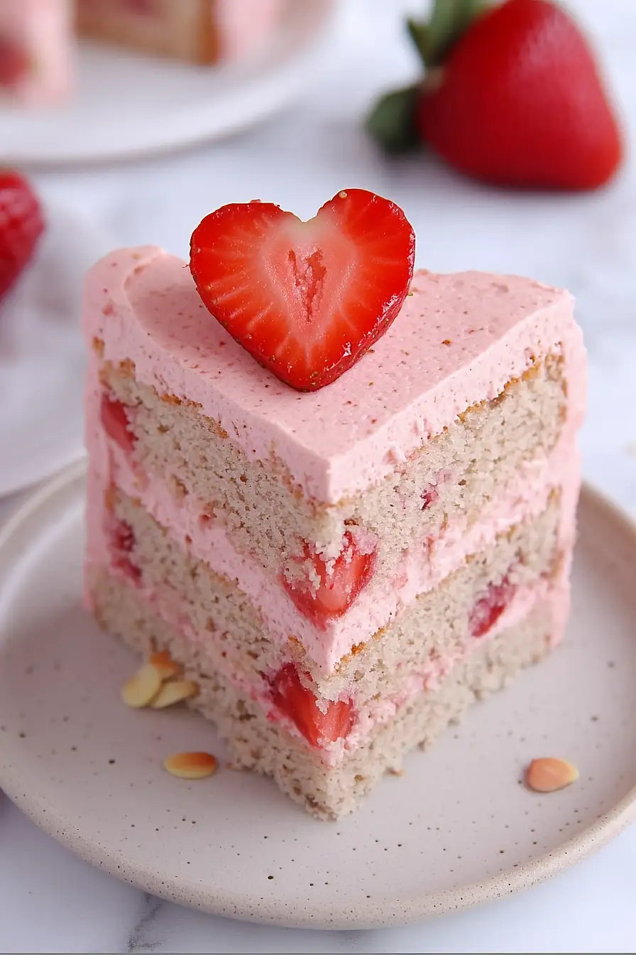 strawberry heart cake