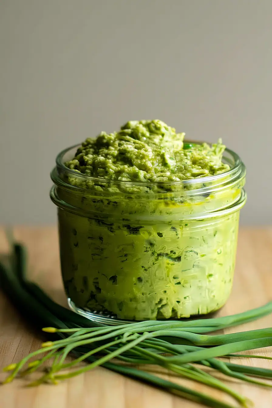 vegan garlic scapes pesto