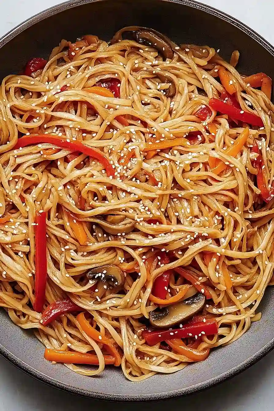 vegetable rice noodle stir fry