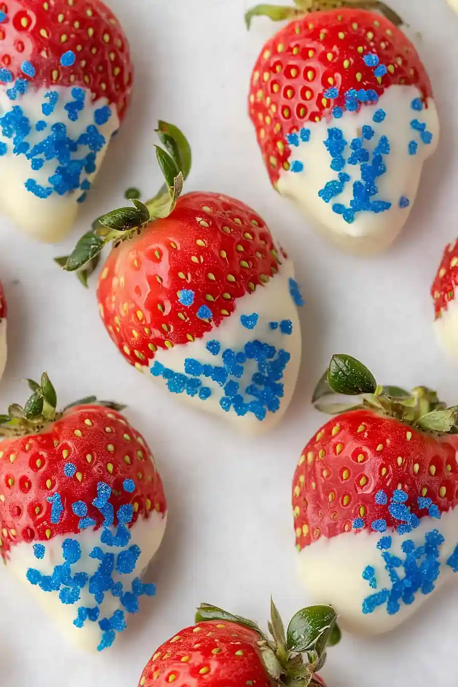 Red, white, and blue strawberries