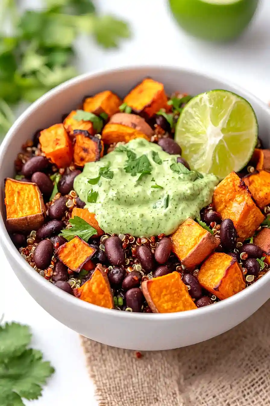 sweet potato and black bean quinoa bowl