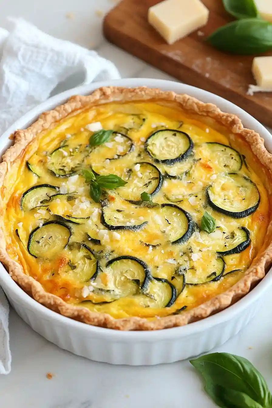 three cheese zucchini quiche