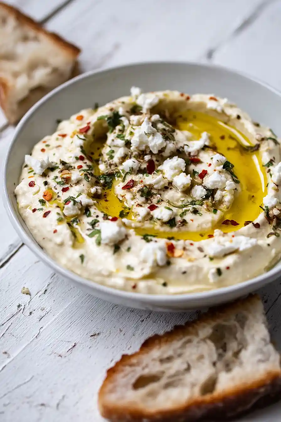 whipped feta hummus dip