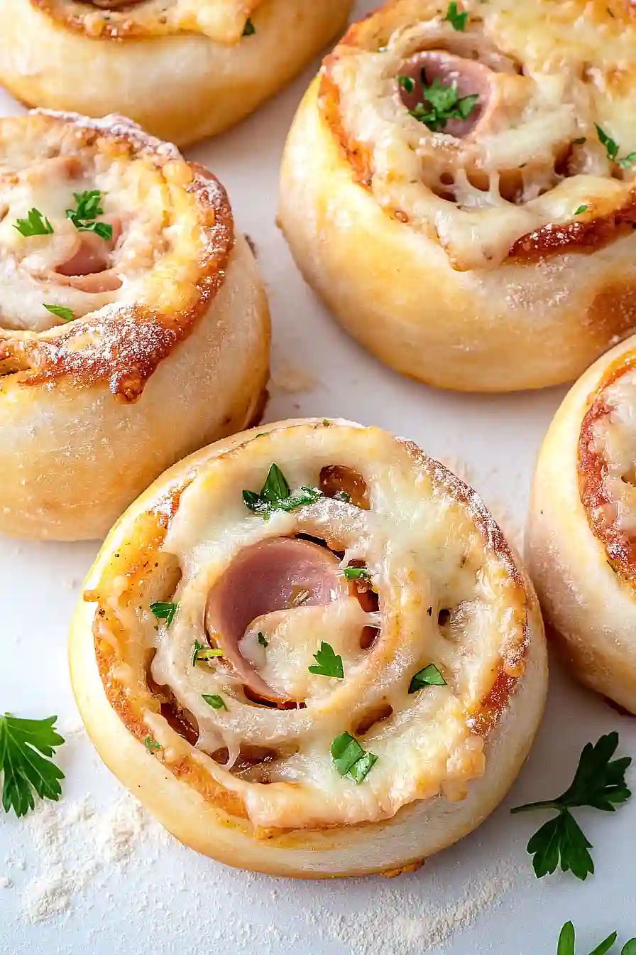 ham and cheese pizza dough roll ups