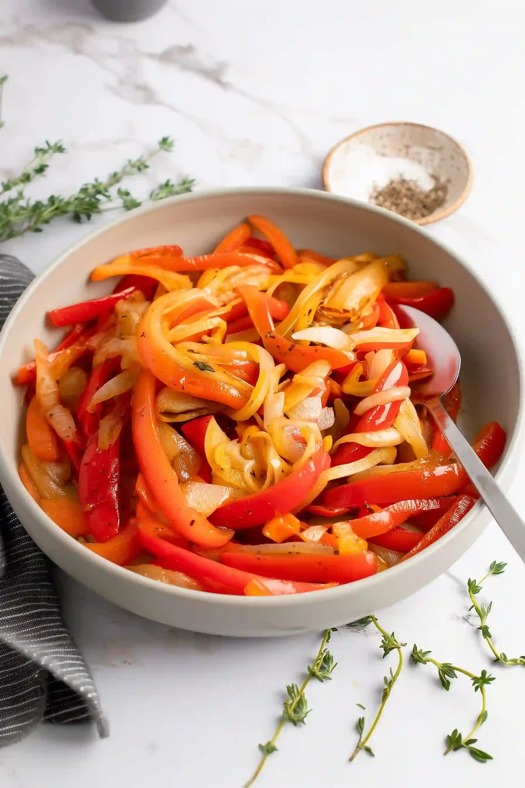 caramelized onions and bell peppers