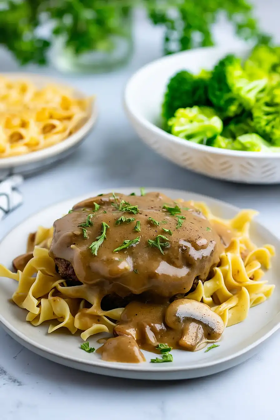 salisbury steak with noodles