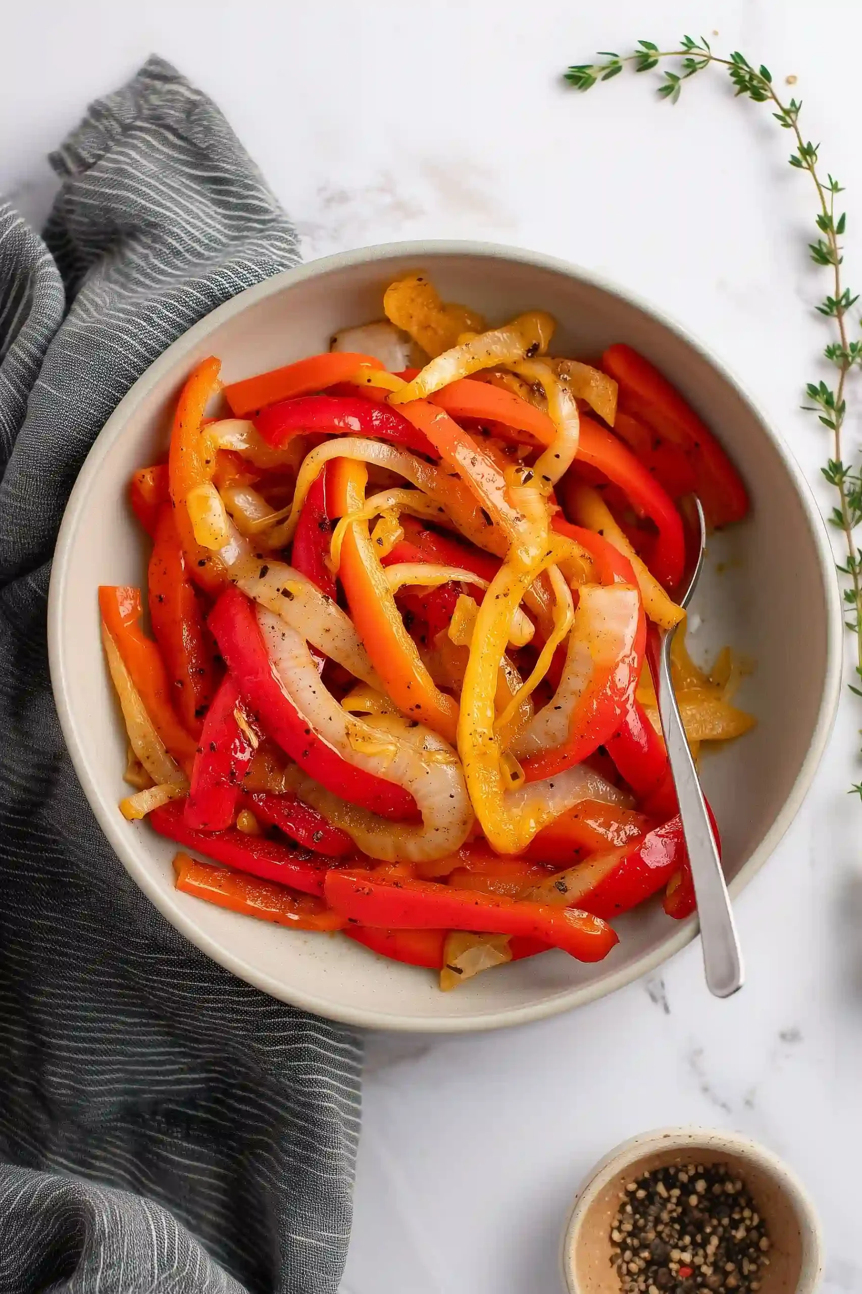 caramelized onions and bell peppers