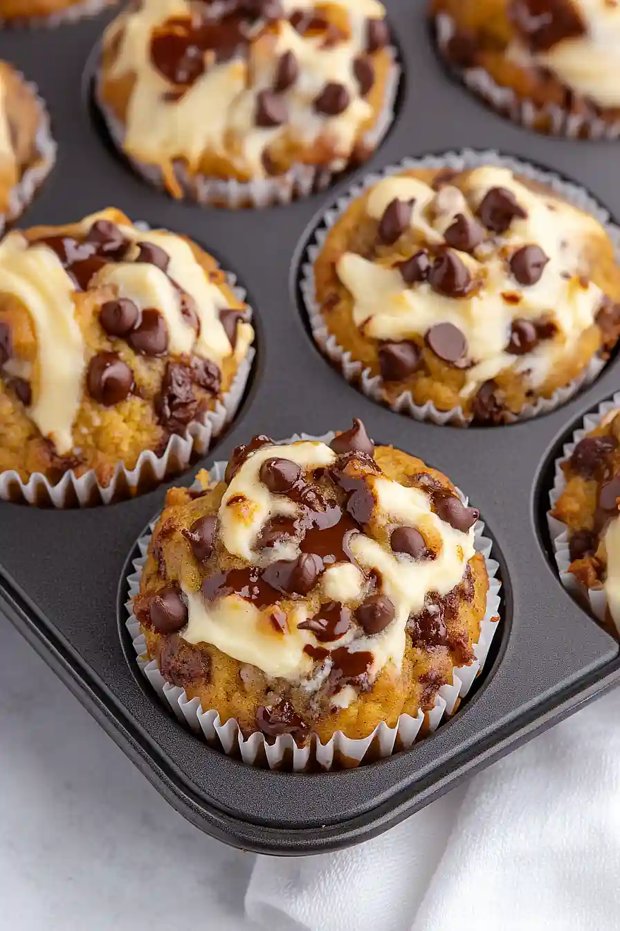 pumpkin chocolate chip cream cheese muffins