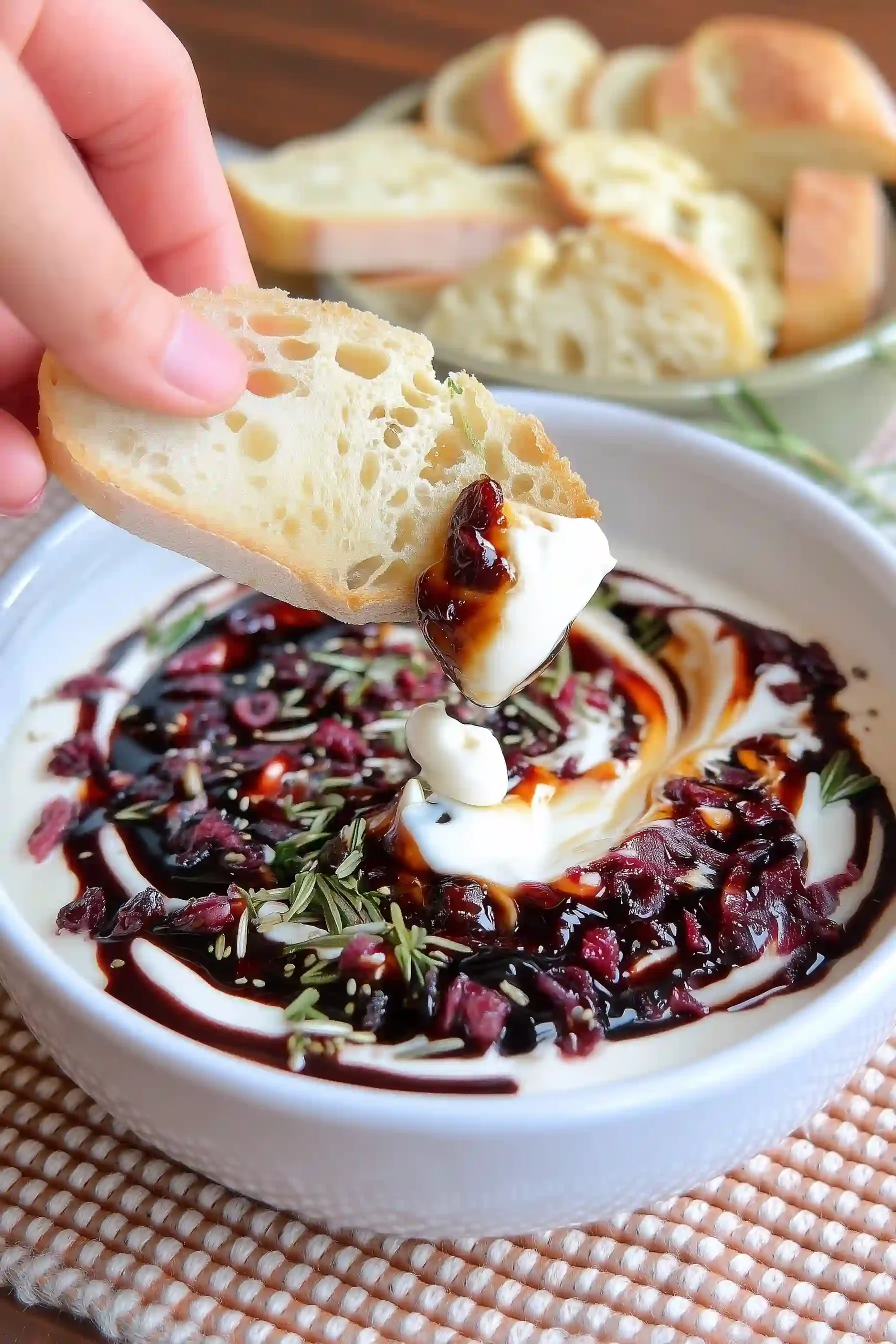 whipped ricotta dip with balsamic and cranberries