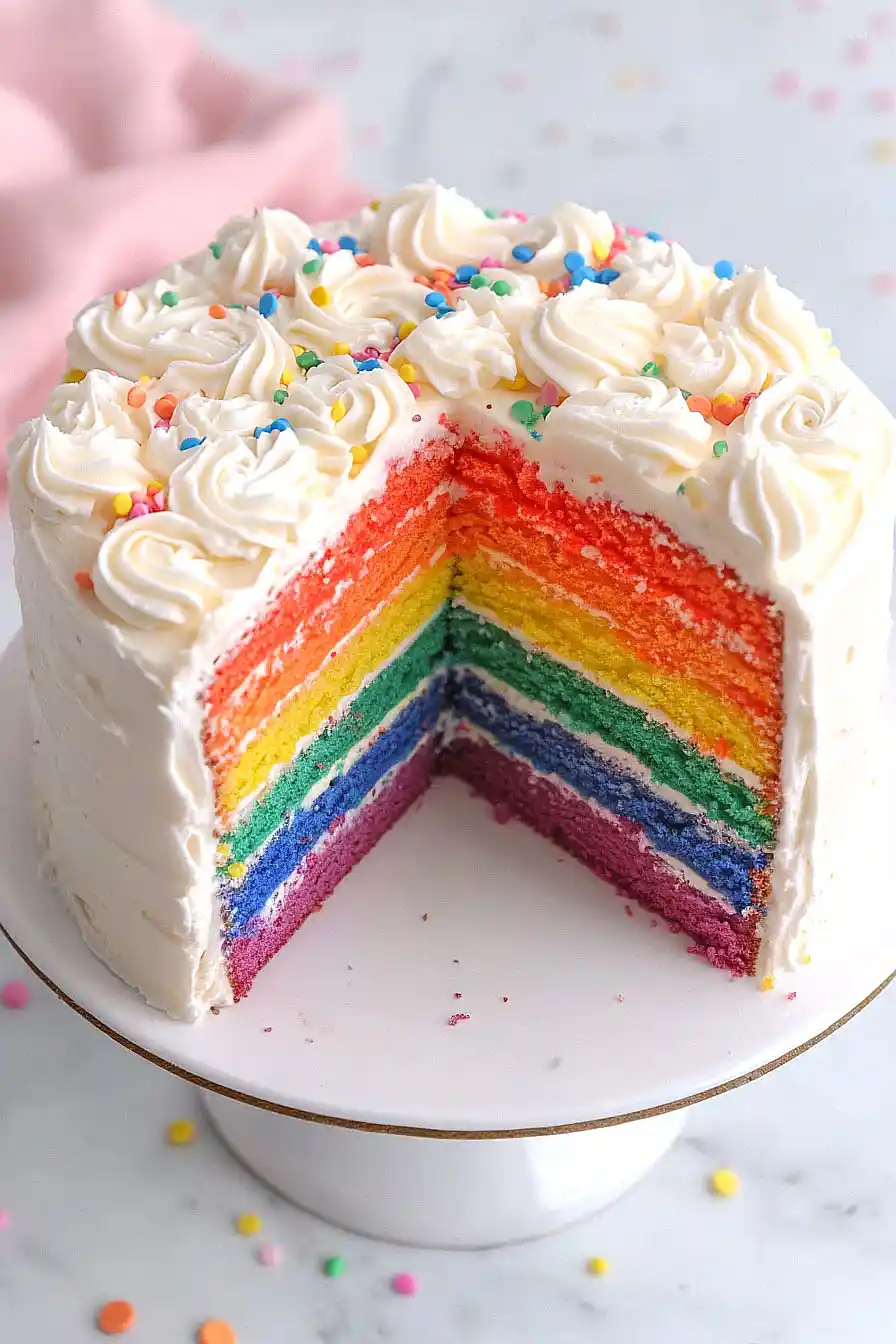 rainbow buttercream cake