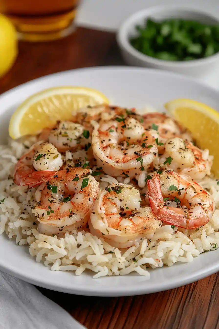 shrimp scampi with rice