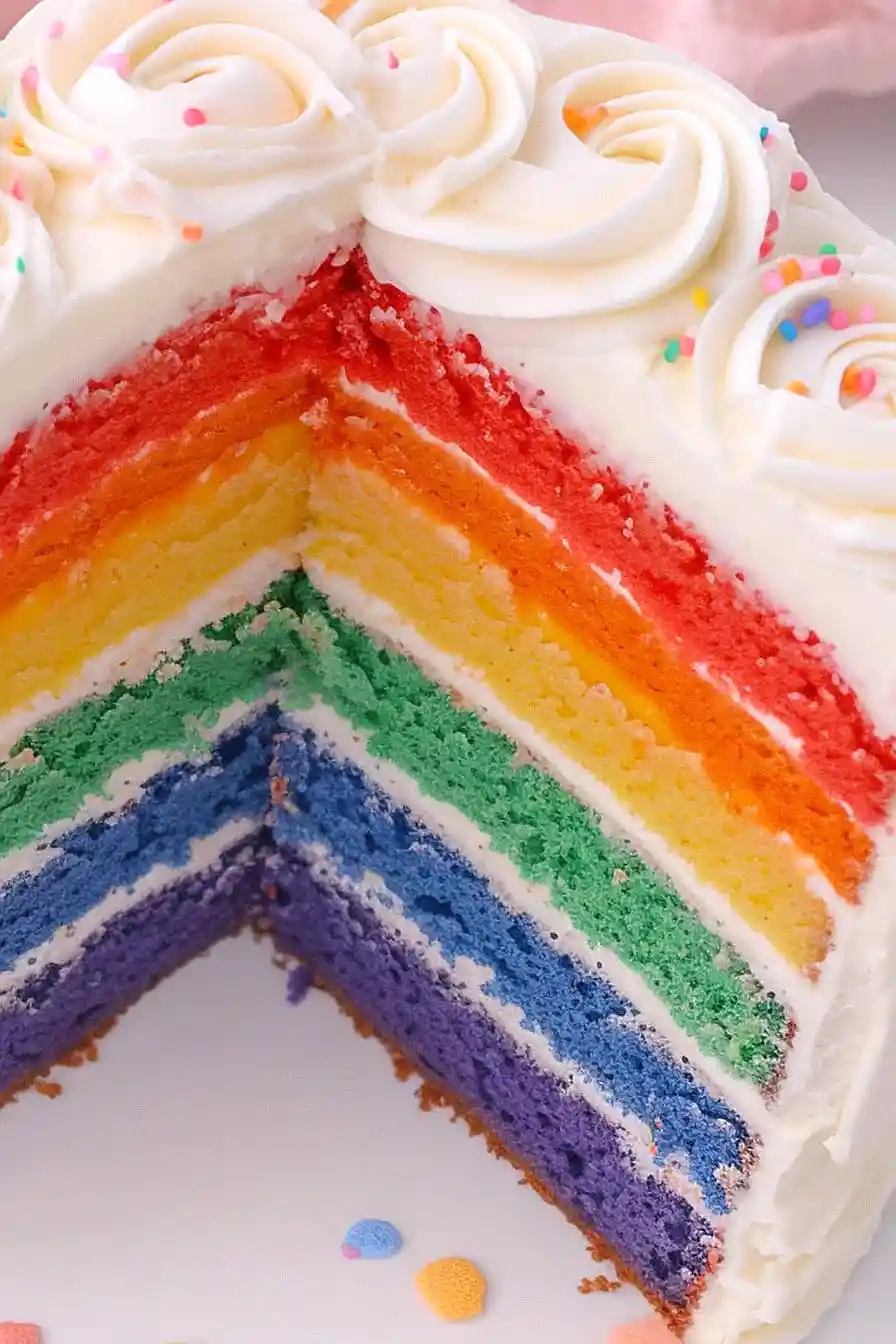 rainbow buttercream cake