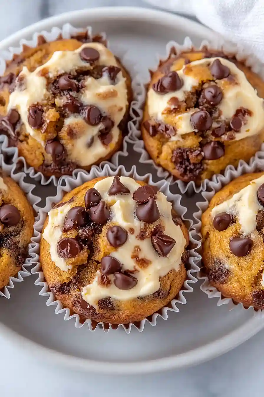pumpkin chocolate chip cream cheese muffins