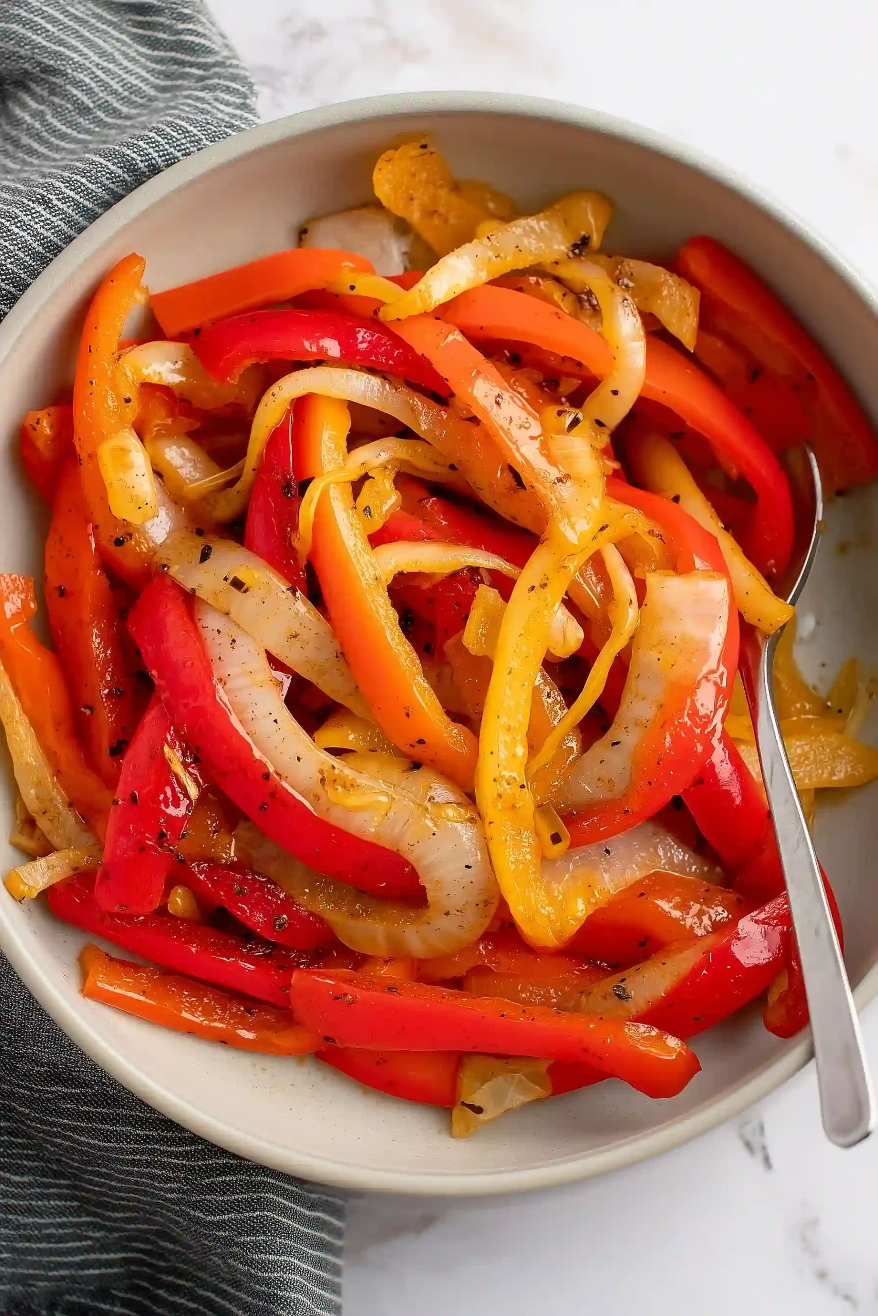 caramelized onions and bell peppers