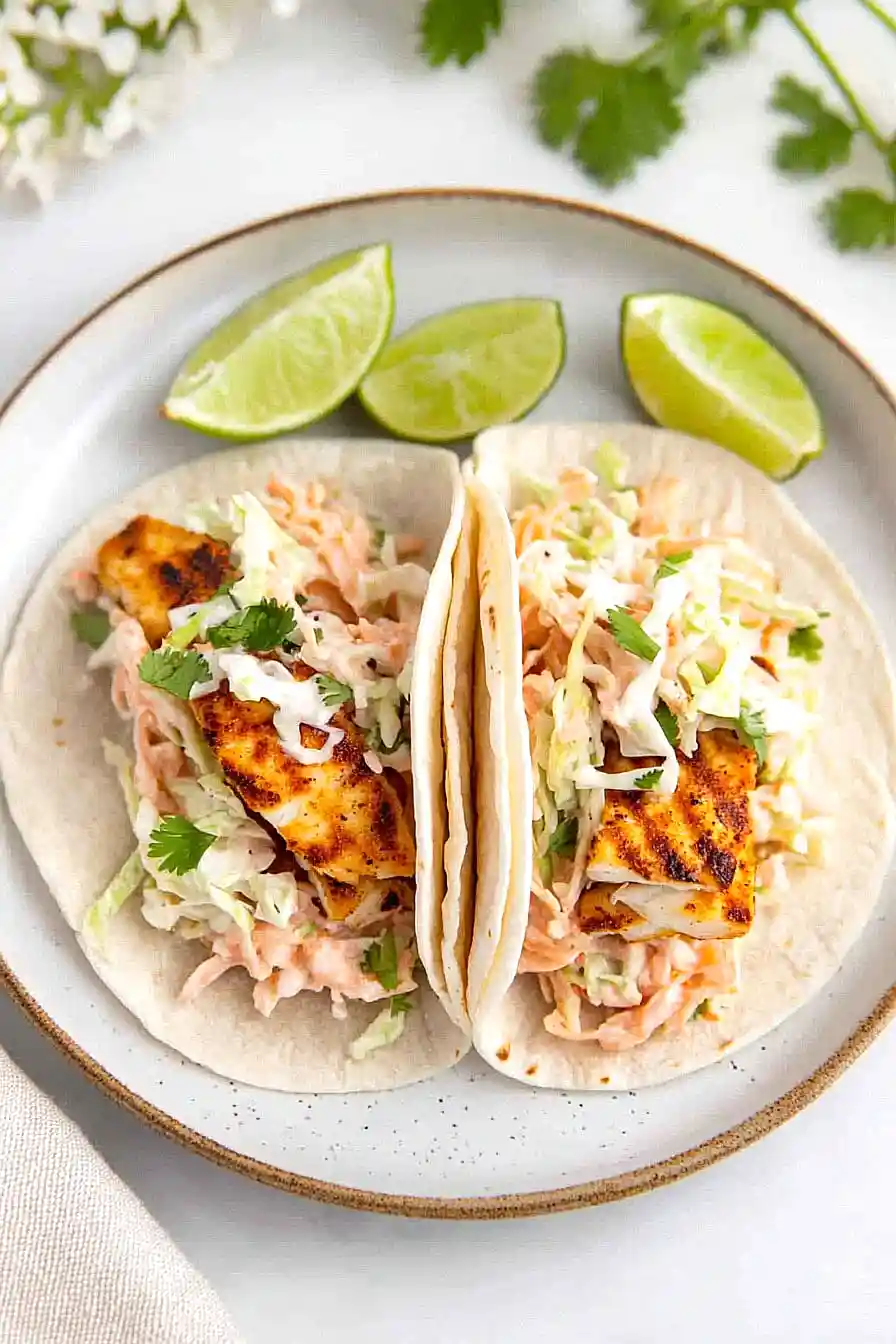 grilled fish tacos with cabbage slaw