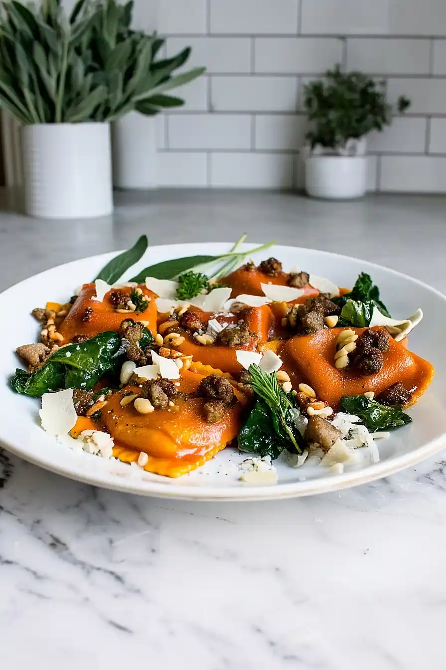pumpkin ravioli with sausage