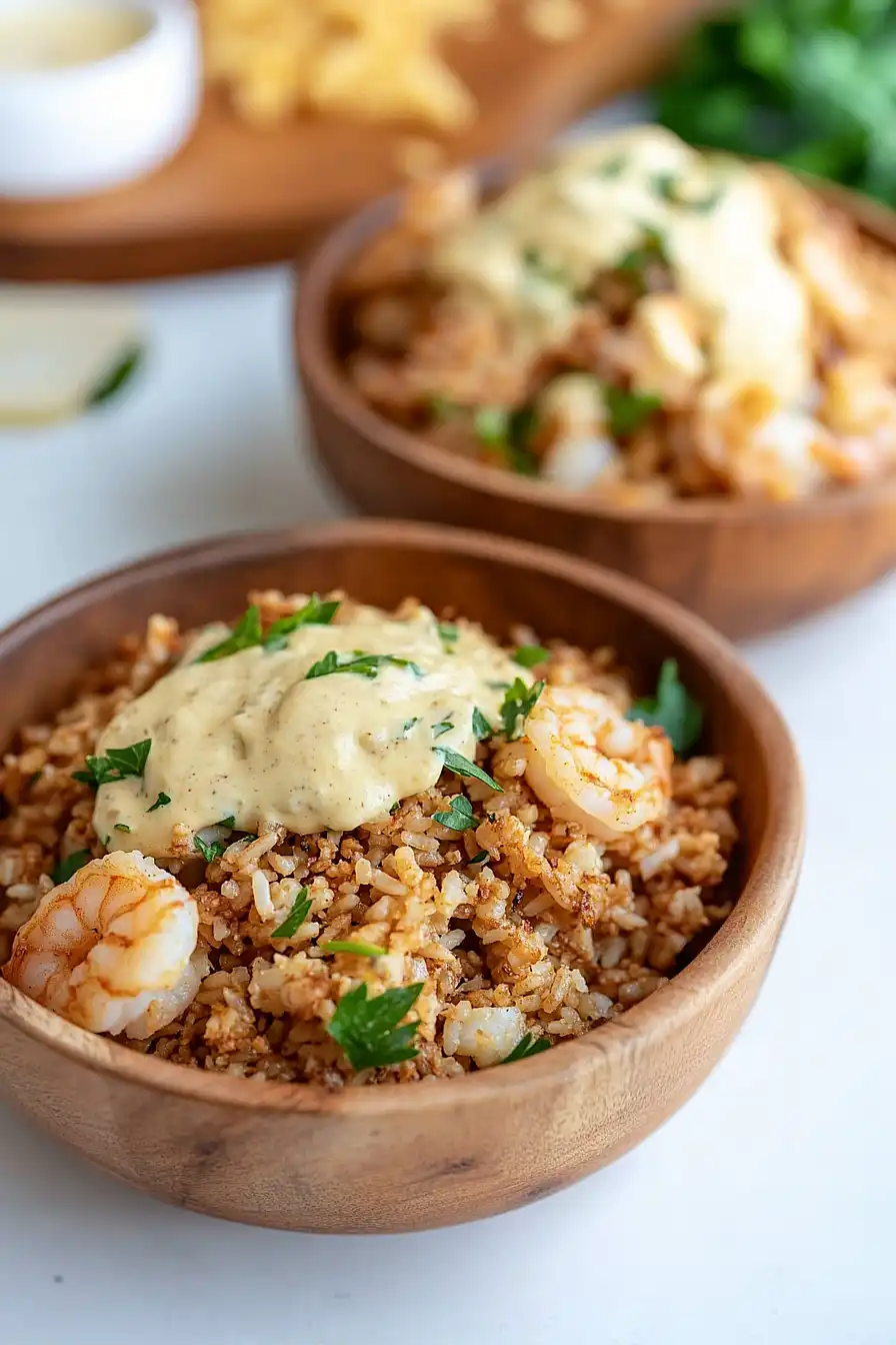 crispy rice and shrimp salad