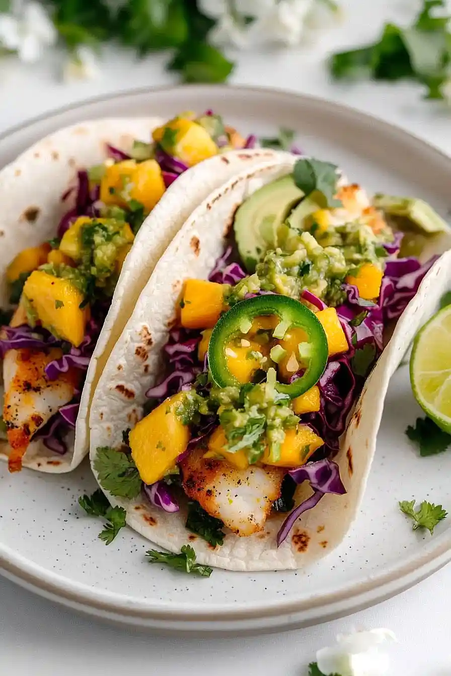grilled fish tacos with mango salsa