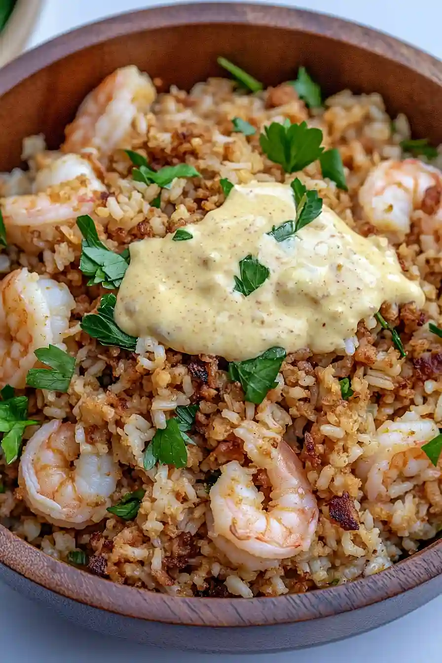 crispy rice and shrimp salad