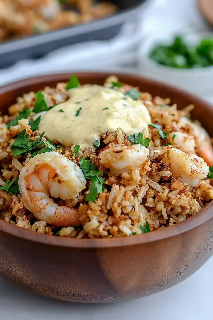 crispy rice and shrimp salad