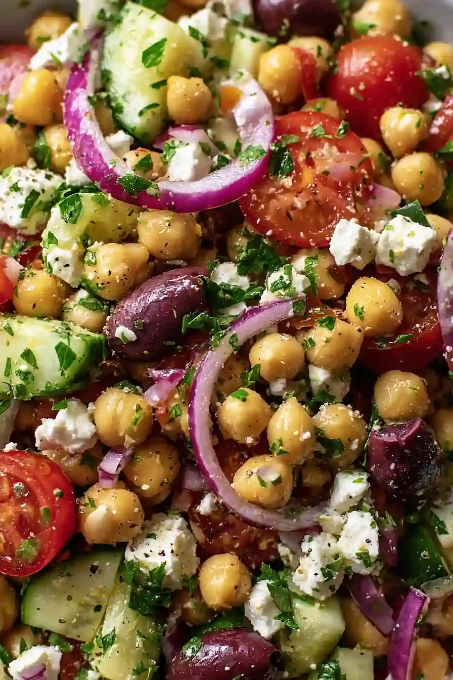 Mediterranean chickpea feta salad