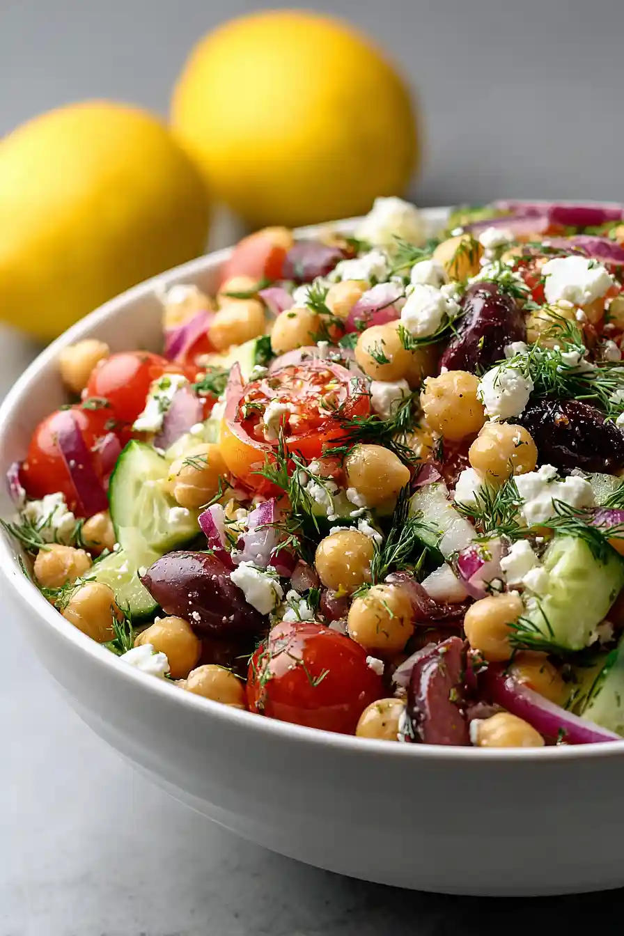Mediterranean chickpea feta salad