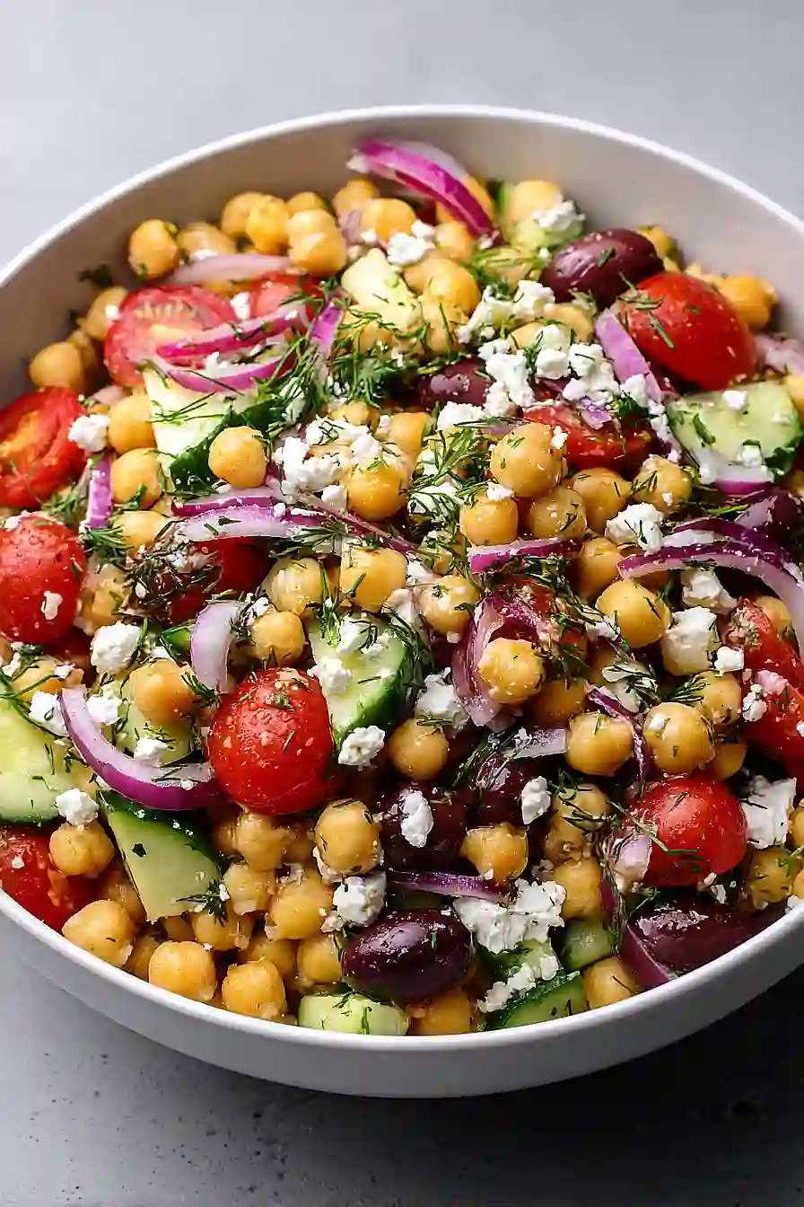 Mediterranean chickpea feta salad