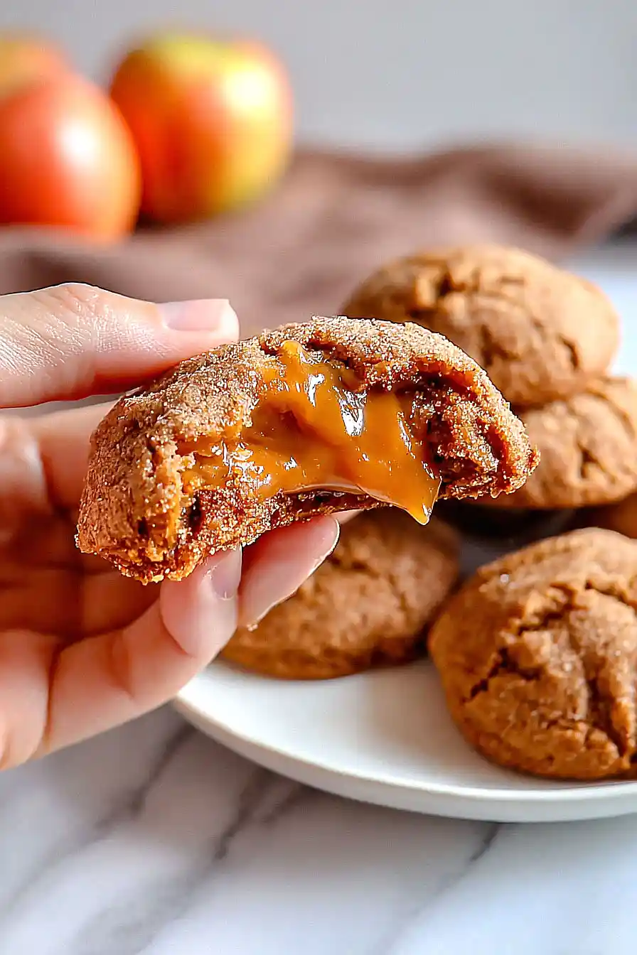 caramel stuffed apple cider cookies