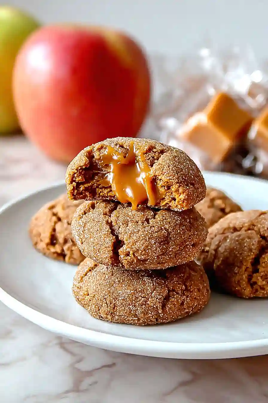 caramel stuffed apple cider cookies