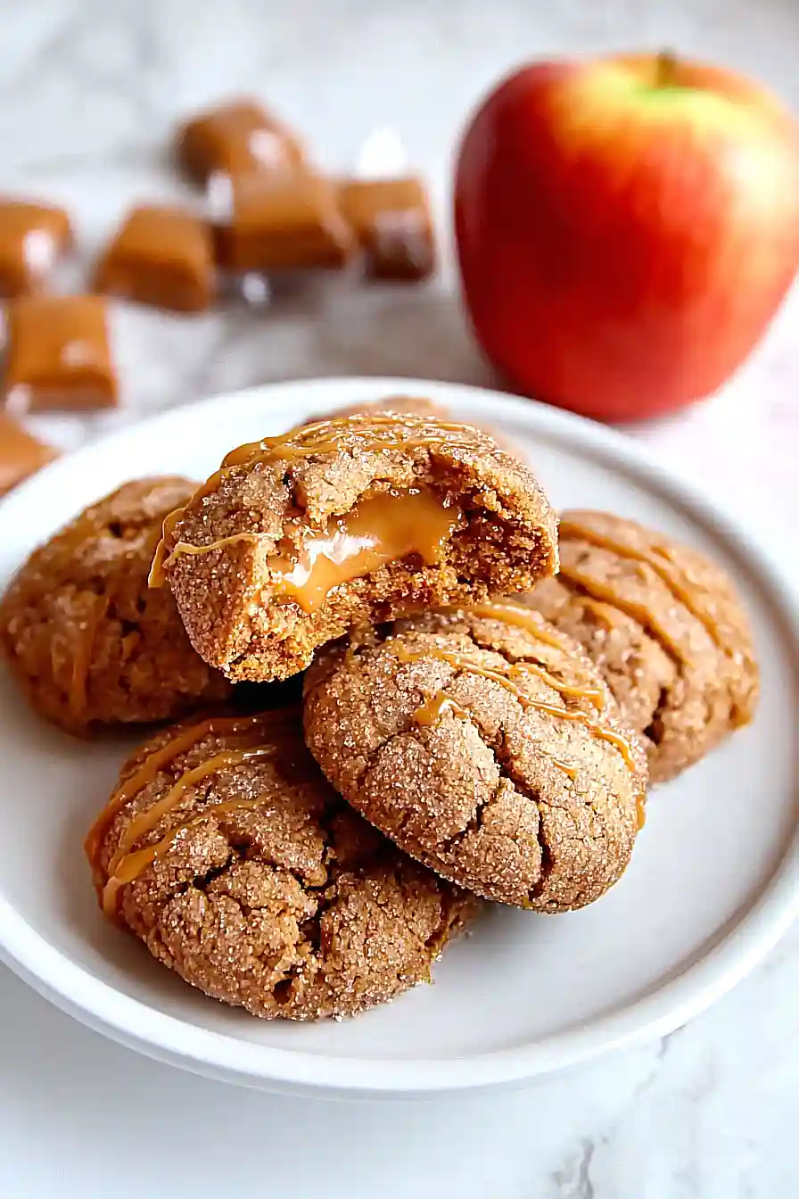 caramel stuffed apple cider cookies