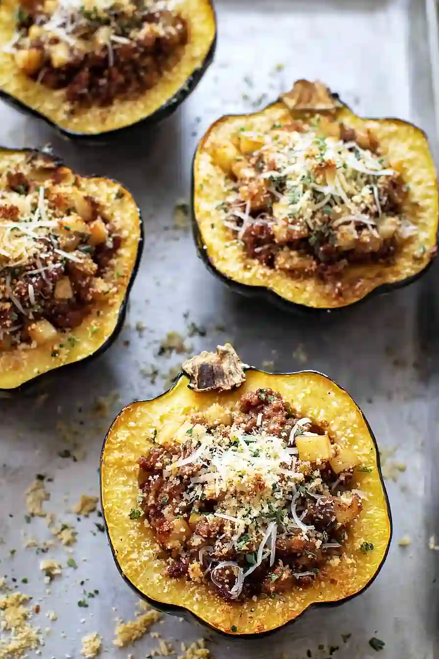 sausage and apple stuffed acorn squash