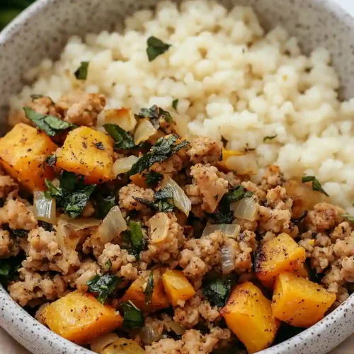 roasted butternut squash with ground turkey