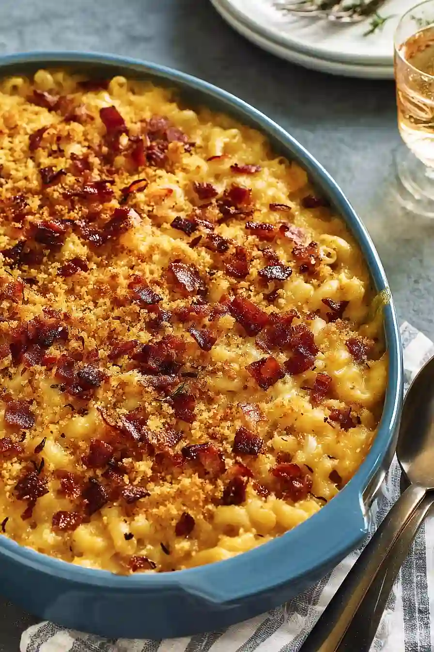 Cheesy Baked Mac And Cheese With Bacon