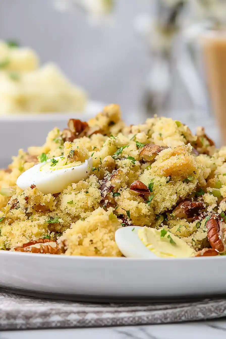 cornbread stuffing with hard boiled eggs