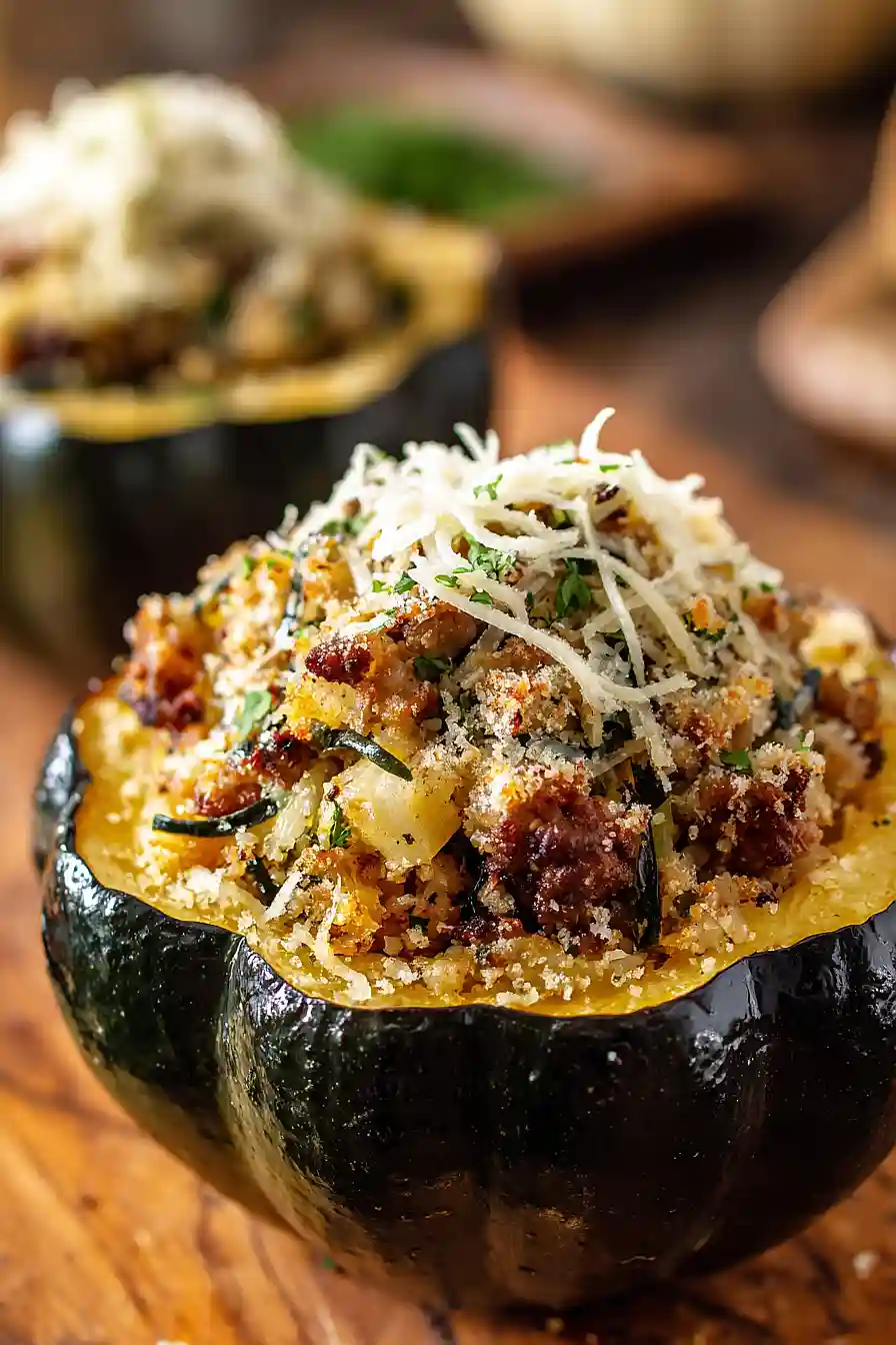 sausage and apple stuffed acorn squash